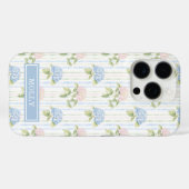 ブルーアジサイの水彩ストライプのオーダーメイド Case-Mate iPhoneケース (裏面 (横))