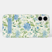 ブルーアジサイの水彩モノグラム Case-Mate iPhoneケース (裏面 (横))