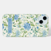 ブルーアジサイの水彩モノグラム Case-Mate iPhoneケース (裏面 (横))