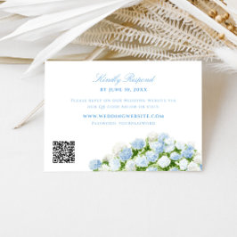 ブルーアジサイの結婚式QRコードRSVP エンクロージャーカード