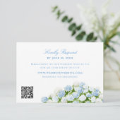 ブルーアジサイの結婚式QRコードRSVP エンクロージャーカード (スタンド正面)