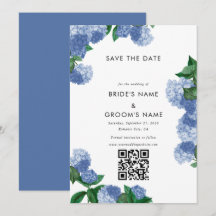 ブルーアジサイの花とグリーンがモダンな結婚式