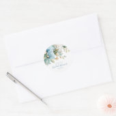 ブルーアジサイの花の水彩画ブライダルシャワー ラウンドシール (封筒)