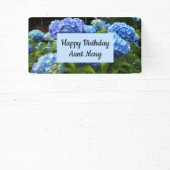 ブルーアジサイの花の誕生日おめでとう  横断幕 (インサイチュ)