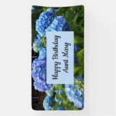 ブルーアジサイの花の誕生日おめでとう  横断幕 (縦)
