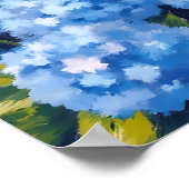ブルーアジサイの花 水彩画 フローラル ポスター (角)