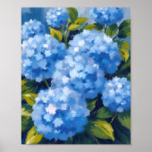 ブルーアジサイの花 水彩画 フローラル ポスター (正面)