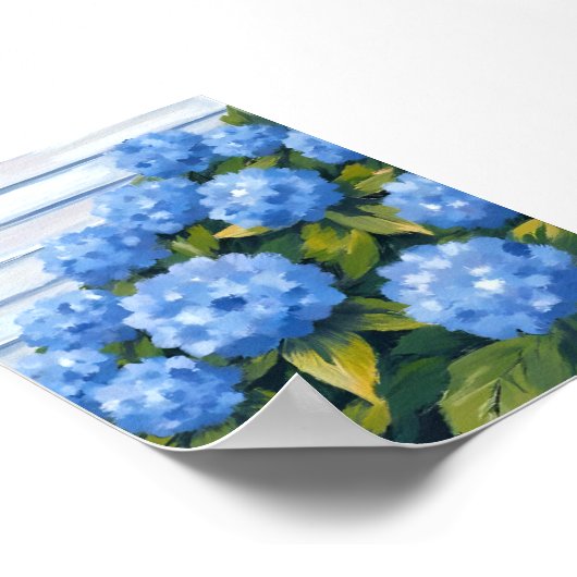 ブルーアジサイの茂み絵を描フローラ ポスター (角)