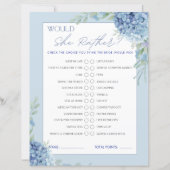 ブルーアジサイは彼女はむしろブライダルシャワーゲーム (正面)