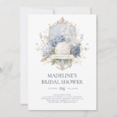 ブルーアジサイエレガントズブライダルシャワー招待 招待状 (正面)