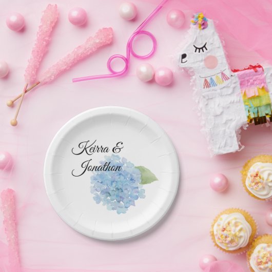 ブルーアジサイカスタムプレート ペーパープレート (パーティー)