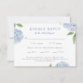 ブルーアジサイクラシックア食べ物の選択結婚の応答 出欠カード (正面)