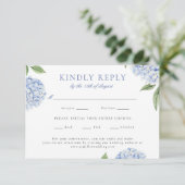 ブルーアジサイクラシックア食べ物の選択結婚の応答 出欠カード (スタンド正面)