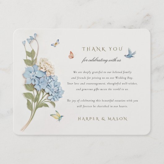 ブルーアジサイサンキューカード エンクロージャーカード (正面)