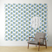 ブルーアジサイパターン(の模様が)あるアパーティー背景 タペストリー (インサイチュ(横))