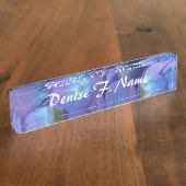 ブルーアジサイパーソナライズされたフローラ デスクネームプレート (側面)