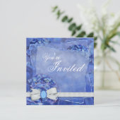 ブルーアジサイパーティの招待状テンプレート 招待状 (スタンド正面)