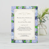ブルーアジサイフローラアールデコエレガントウェディング 招待状 (スタンド正面)