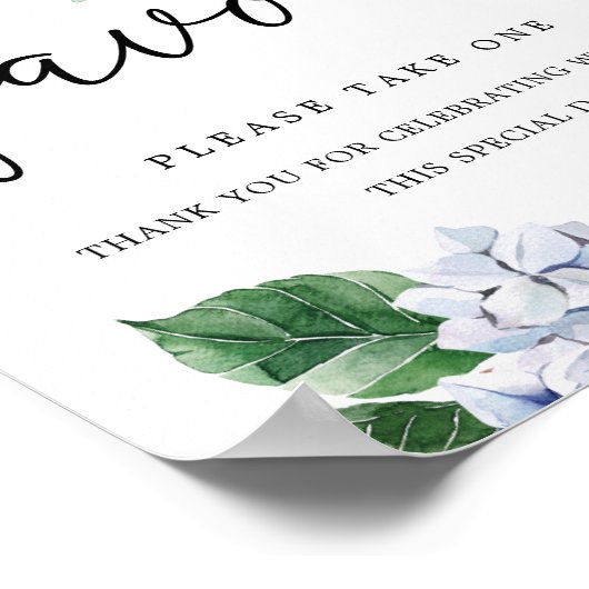 ブルーアジサイフローラウィズサイン ポスター (角)