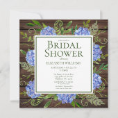 ブルーアジサイフローラウォーターカラーブライダルシャワー 招待状 (正面)