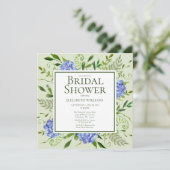 ブルーアジサイフローラウォーターカラーブライダルシャワー 招待状 (スタンド正面)