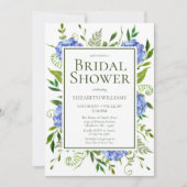 ブルーアジサイフローラウォーターカラーブライダルシャワー 招待状 (正面)