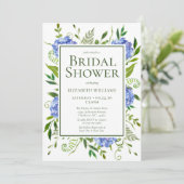 ブルーアジサイフローラウォーターカラーブライダルシャワー 招待状 (スタンド正面)