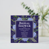 ブルーアジサイフローラウォーターカラーブライダルシャワー 招待状 (スタンド正面)