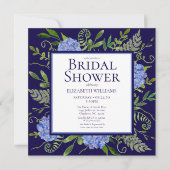 ブルーアジサイフローラウォーターカラーブライダルシャワー 招待状 (正面)