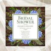 ブルーアジサイフローラウォーターカラーブライダルシャワー 招待状