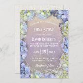 ブルーアジサイフローラウォーターカラー春の結婚式 招待状 (正面/裏面)