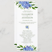 ブルーアジサイフローラウォーターカラー結婚式 プログラム (正面/裏面)