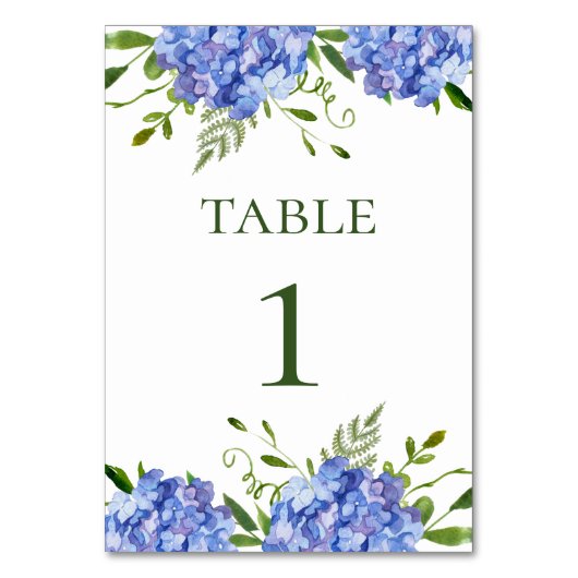 ブルーアジサイフローラウォーター結婚カラー テーブルナンバー (正面)