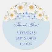 ブルーアジサイフローラガーデンベイビーシャワーありがとう ラウンドシール (正面)