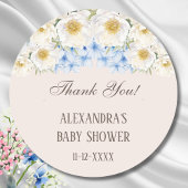 ブルーアジサイフローラガーデンベイビーシャワーありがとう ラウンドシール