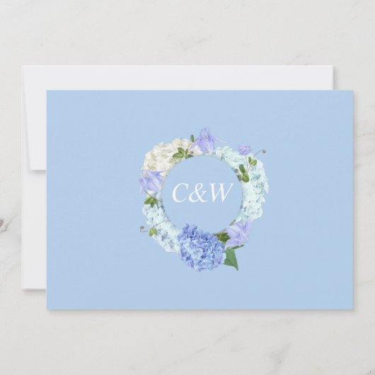 ブルーアジサイフローラグリーンリー婚約パーティ 招待状 (裏面)