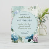 ブルーアジサイフローラサークルバースデーパーティー招待状 招待状 (スタンド正面)