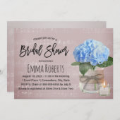 ブルーアジサイフローラジャールミュージックブライダルシャワー 招待状 (正面/裏面)