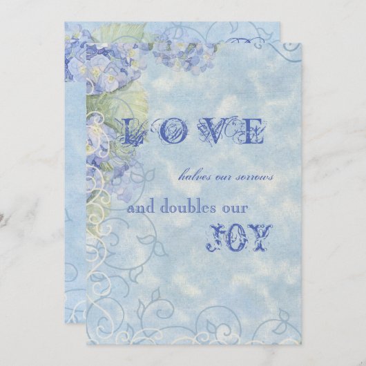 ブルーアジサイフローラスワーズ – 結婚式招待状 招待状 (正面/裏面)
