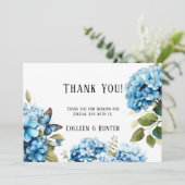 ブルーアジサイフローラバタフライサンキューカード 招待状 (スタンド正面)