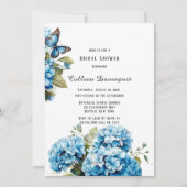 ブルーアジサイフローラバタフライブライダルシャワー 招待状 (正面)