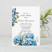 ブルーアジサイフローラバタフライブライダルシャワー 招待状 (スタンド正面)