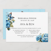 ブルーアジサイフローラバタフライリハーサルディナー 招待状 (正面/裏面)