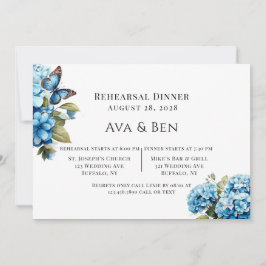 ブルーアジサイフローラバタフライリハーサルディナー 招待状