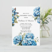 ブルーアジサイフローラバタフライ婚約パーティ 招待状 (スタンド正面)