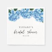 ブルーアジサイフローラブライダルシャワーウェルカムサイン スタンダードカクテルナプキン (正面)