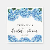 ブルーアジサイフローラブライダルシャワーウェルカムサイン スタンダードカクテルナプキン (正面)