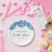 ブルーアジサイフローラブライダルシャワーウェルカムサイン ペーパープレート (パーティー)