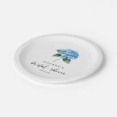 ブルーアジサイフローラブライダルシャワーウェルカムサイン ペーパープレート (アングル)