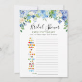 ブルーアジサイフローラブライダルシャワーゲームカード 招待状 (正面)